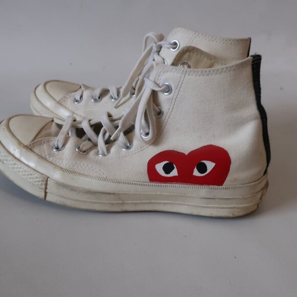 Womens Converse Chuck Taylor Commes des Garcons White Red All Star Sneakers W/8 - Picture 6 of 12